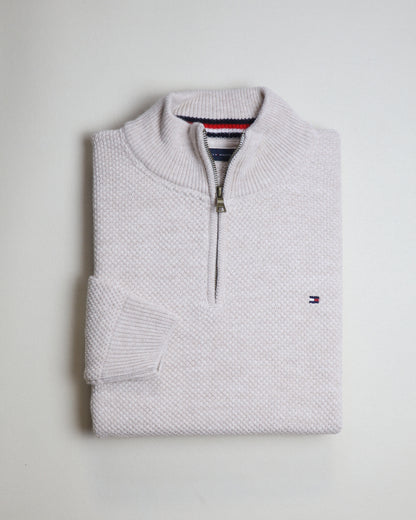 Pull TH demi-zippé en coton piqué