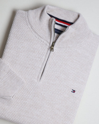 Pull TH demi-zippé en coton piqué