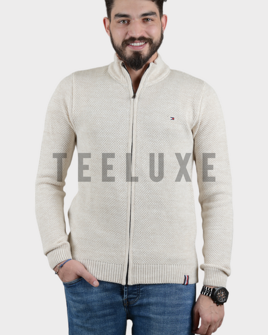 Pull Tommy Hilfiger full-zippé en coton piqué