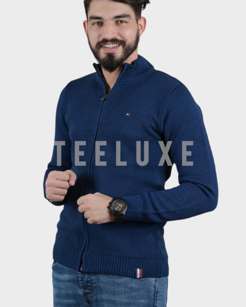 pull th full-zippé en coton piqué