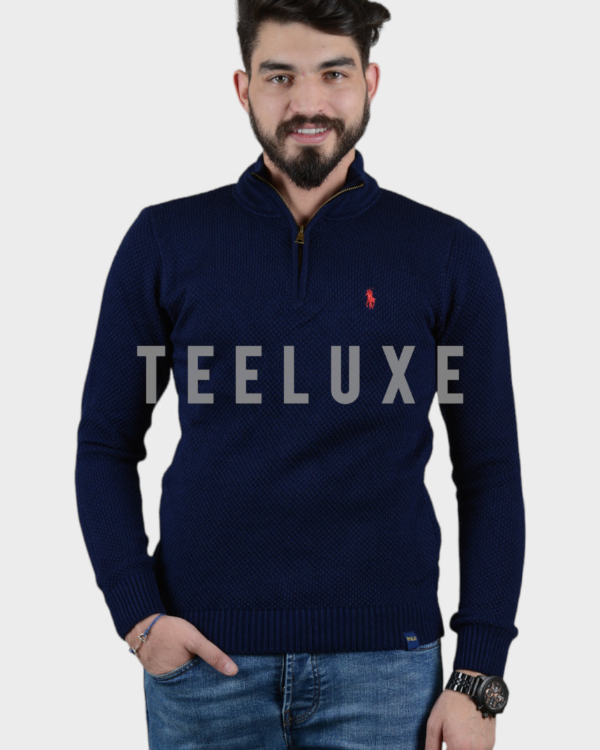 pull ralph lauren demi-zippé en coton piqué