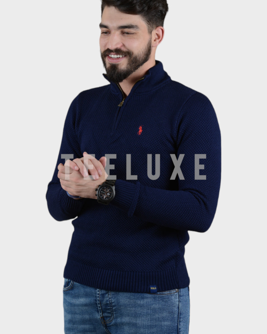 pull ralph lauren demi-zippé en coton piqué