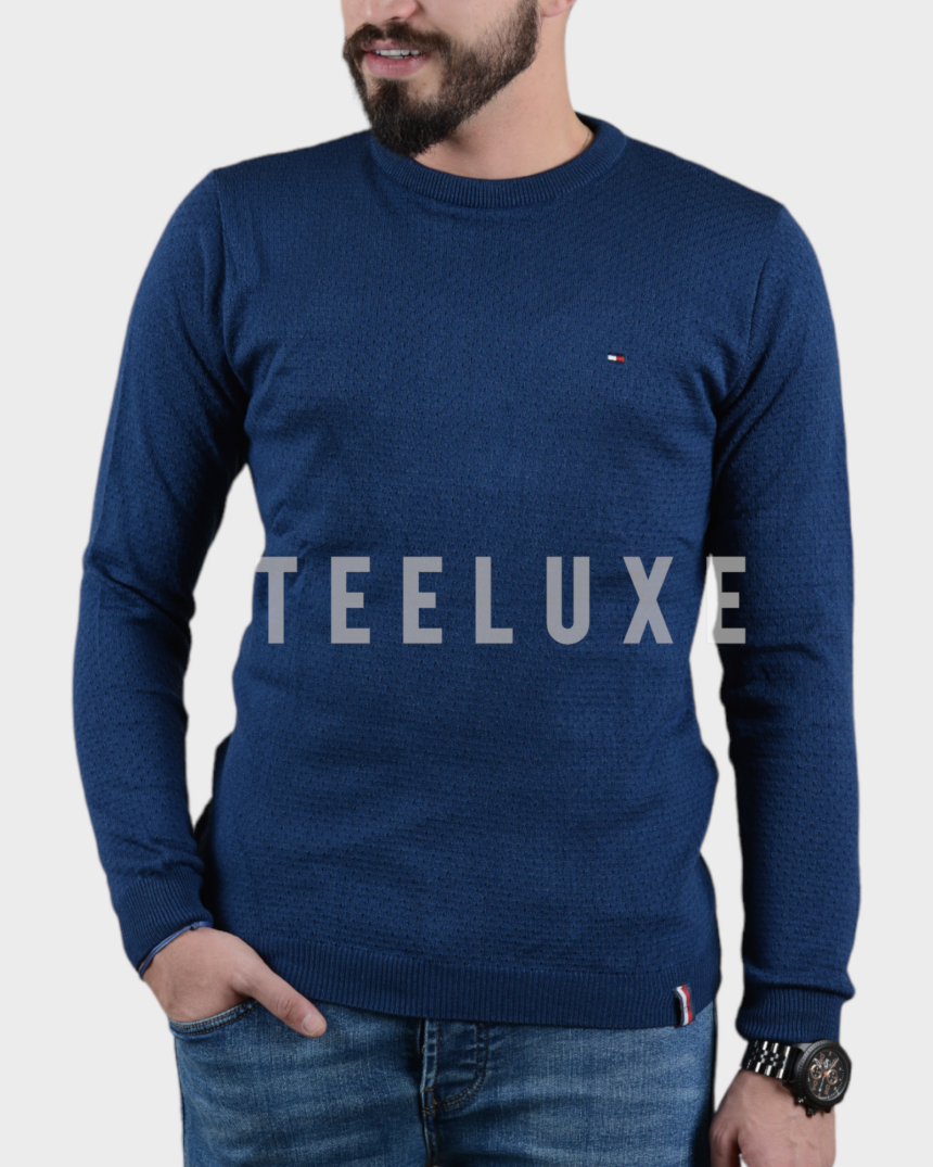 pull tommy hilfiger col rond en coton piqué