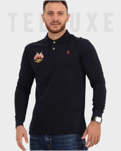 Polo RL manche longue flag usa